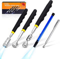 5 Pieces Telescoping Magnetic Pickup Tool Set, 1.5LB 15LB Pick-up Rod, 3.5LB 8LB Tools with LED Light, 10LB 360° Swivel Picker, Strong Magnet Stick Kit for Men Father Gift
