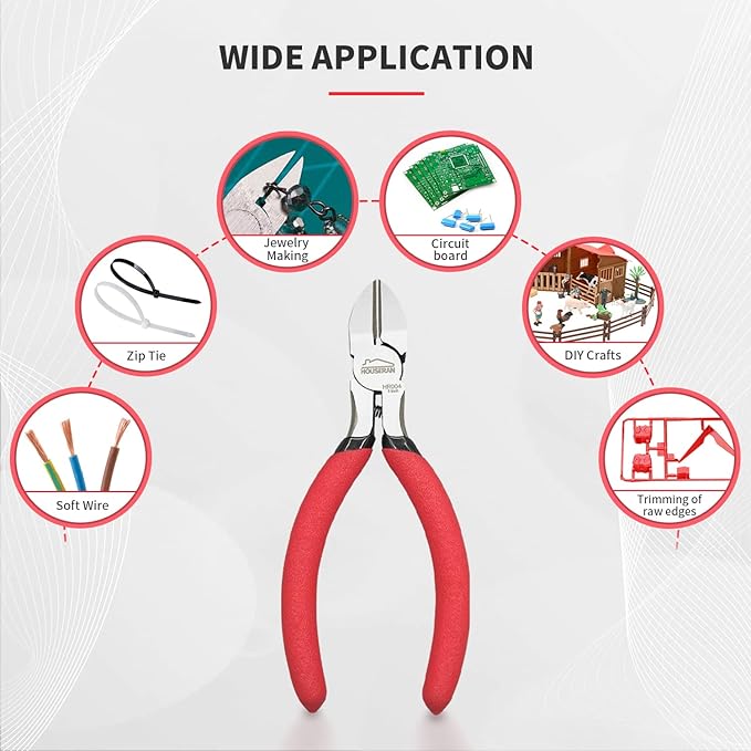 5 inch Wire Cutters, 5 Pack Diagonal Cutters, Side Cutters, Wire Cutter Set, Wire Snips, Small Diagonal Cutters with Spring Loaded, Diagonal Cutting Pliers for Crafts, Jewelry Making