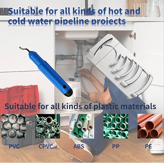 Aluminum PVC Deburring Tool for Plastic Pipe,PVC Pipe Chamfer Tool for Pipe Burring,Plastic Pipe Deburring Tool,Tube Deburring Tool 4” to 1-1/4”,&Replacement Blade&Swivel Head Deburring Tool&Wrench