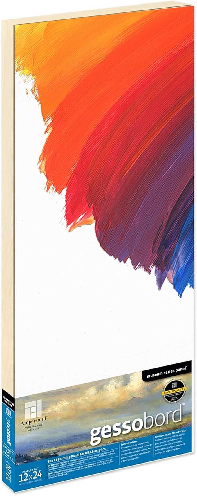 Ampersand Art Supply Museum Series Gessobord | 12x24 | 3/4" Cradled Profile | by AmpersandArtSupply