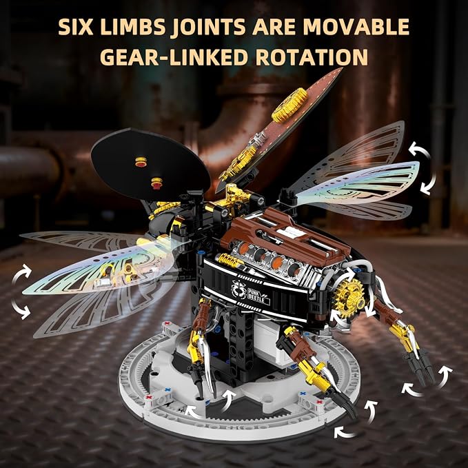 Bionic Steampunk Beetle Insect Building Set, Poseable Articulated Mechanical - Image 7