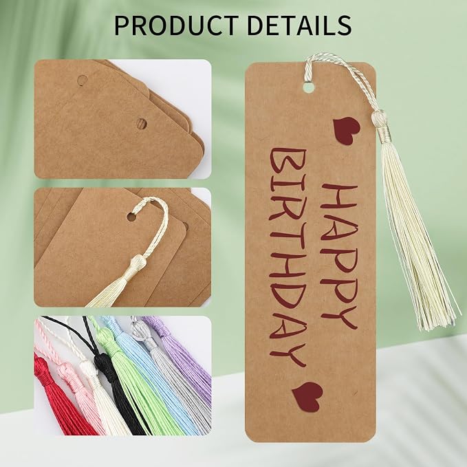 220PCS Bookmark Making Kit, 60 White & 60 Kraft Paper Bookmarks - Image 6