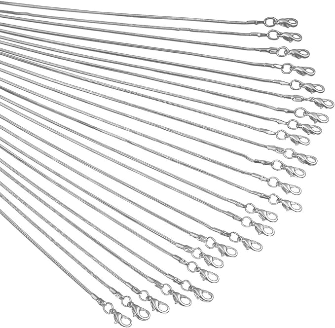 24pcs 18 Inch 925 Silver Plated 1.2mm DIY Snake Chain Charms Link Necklace by Cmidy