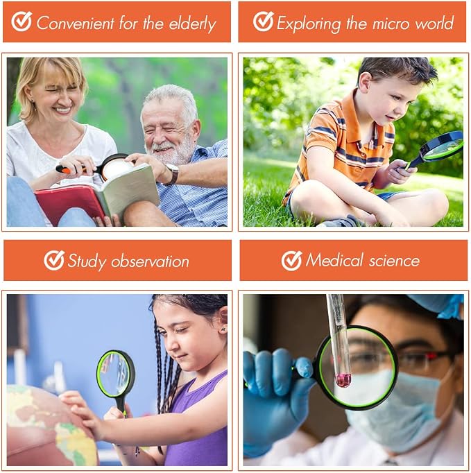 Leffis 3 Pack Magnifying Glass, 10X Non-Slip Handheld Reading Magnifier - Image 6