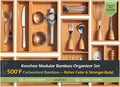 10-Piece Bamboo Drawer Organizer Set, 2.2" Deep | Multi-Use Organizers for Utensils, Silverware, Cutlery, Desk, Bathroom, Junk Drawer & Makeup, Non-Slip Feet Included.