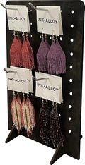 Torched Pegboard Display Stand for Jewelry, Craft Shows, Selling, Vendor Events, Tools, Peg Board Accessories Rack Organizer, Medium 8" L x 4.3" W x 12" H, Ebony