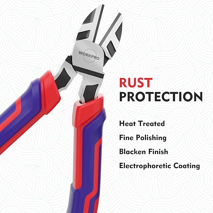 WORKPRO 6” Wire Cutters Heavy Duty CRV Steel, Diagonal Pliers for Cutting Wires Craft, Comfort Grip Handle