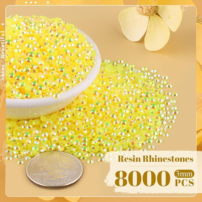 8000PCS 3mm Resin Jelly Rhinestones in Bulk, Bedazzling Flatback Crystals - Image 2