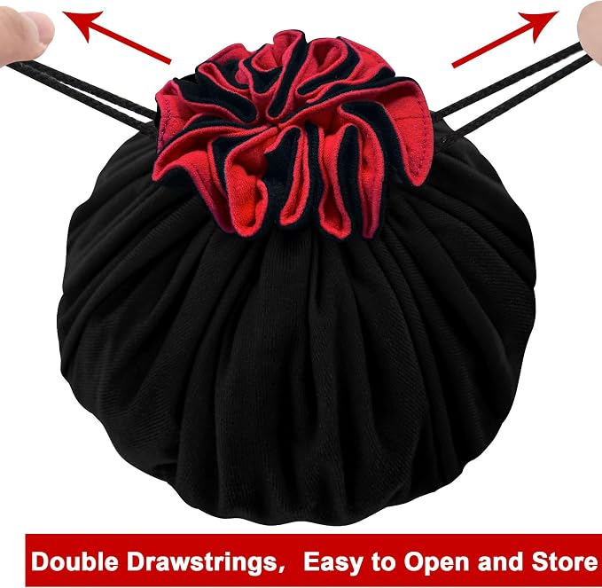 SIQUK Large Dice Bag with Pockets Drawstring Dice Bag DND Dice Storage Bag Big - Image 4