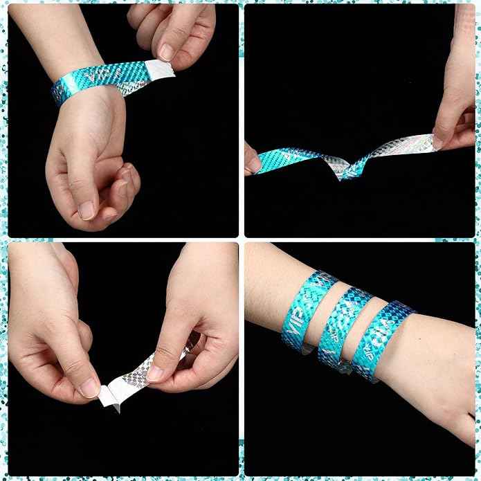 Teling 500 Pack VIP Plastic Wristbands Bracelets Party for Events VIP Custom Wristbands Plastic Bracelets Tear proof Waterproof Wrist Bands Arm Bands for Events Concerts