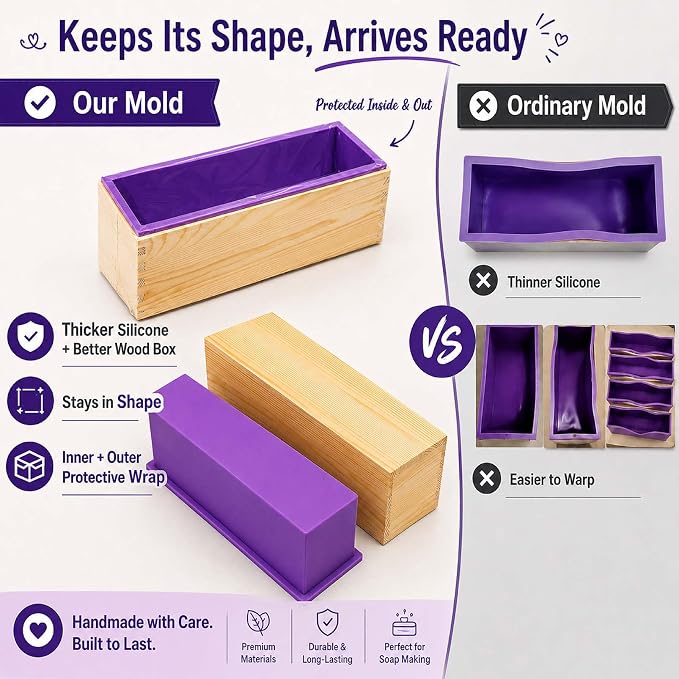 Soap Mold Making Kit with Wooden Cutter Soap Molds Silicone 46oz Purple | Melt - Image 3