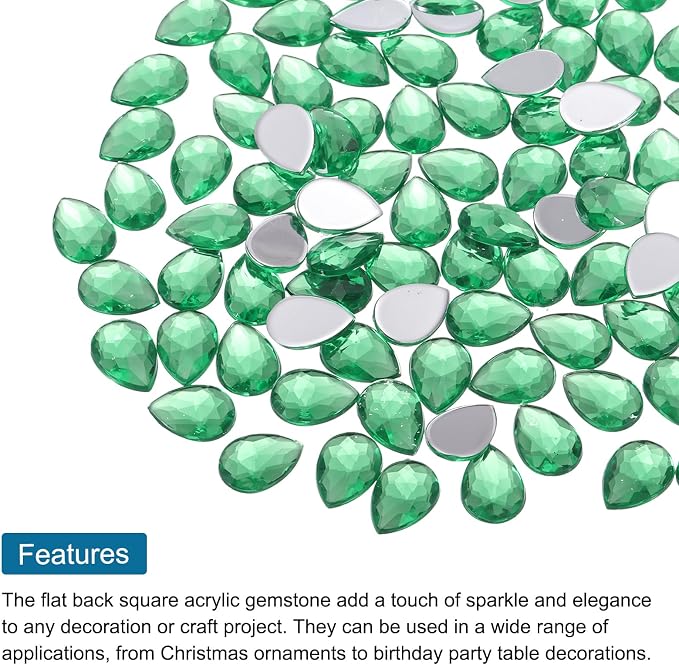 MECCANIXITY 50PCS Flat Back Acrylic Teardrop Gems 10x14mm Artificial Rhinestones - Image 4