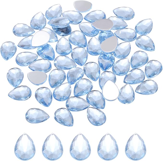 MECCANIXITY 50PCS Flat Back Acrylic Teardrop Gems 10x14mm Artificial Rhinestones by MECCANIXITY