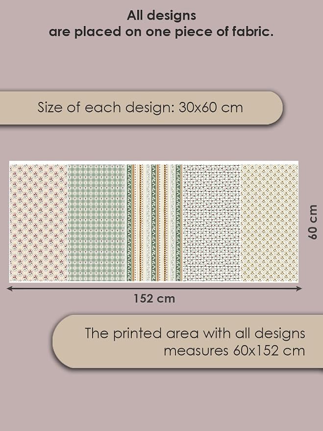 Vintage Floral Cotton Fabric Bundle, 5 Coordinating Fabric Panels, 23.6 x 11.8 - Image 5