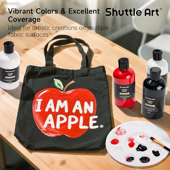 Shuttle Art White Fabric Paint, 8.45 oz Fabric Paint - Image 6