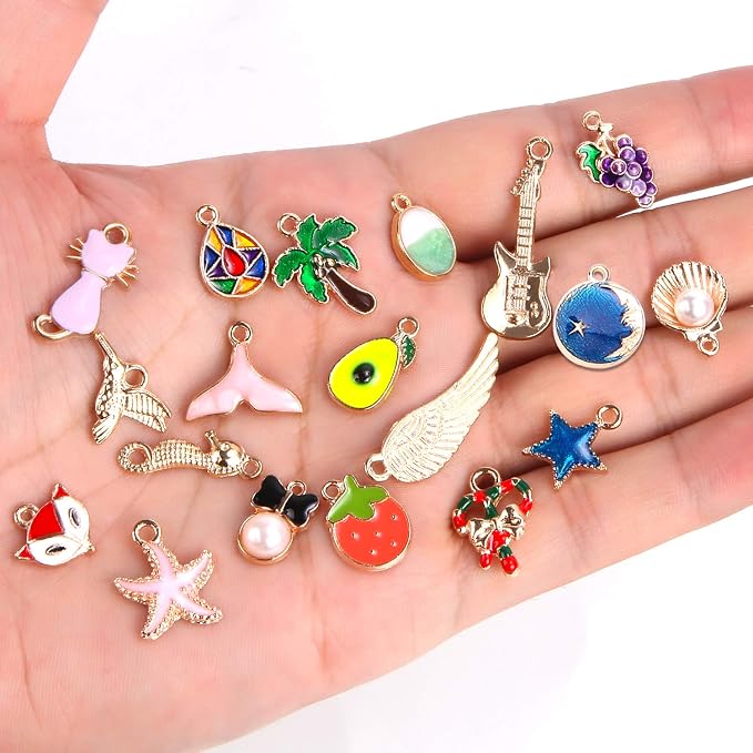 SANNIX 350Pcs Bracelet Charms Jewelry Making Charms Assorted Gold Plated Enamel - Image 4