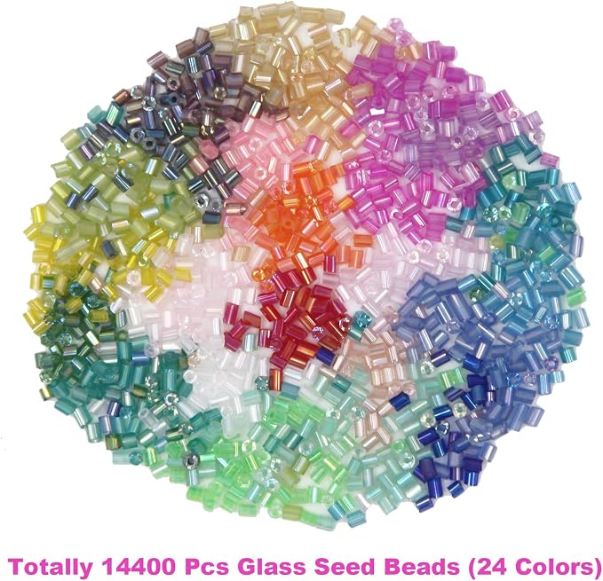 EuTengHao 14400pcs Tube Beads Bugle Glass Seed Beads, Small Craft Spacer Beads - Image 4
