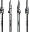 SL-3 Tungsten Carbide Burr Rotary File, Taper Shape Double Cut, 4pcs by LU&MN