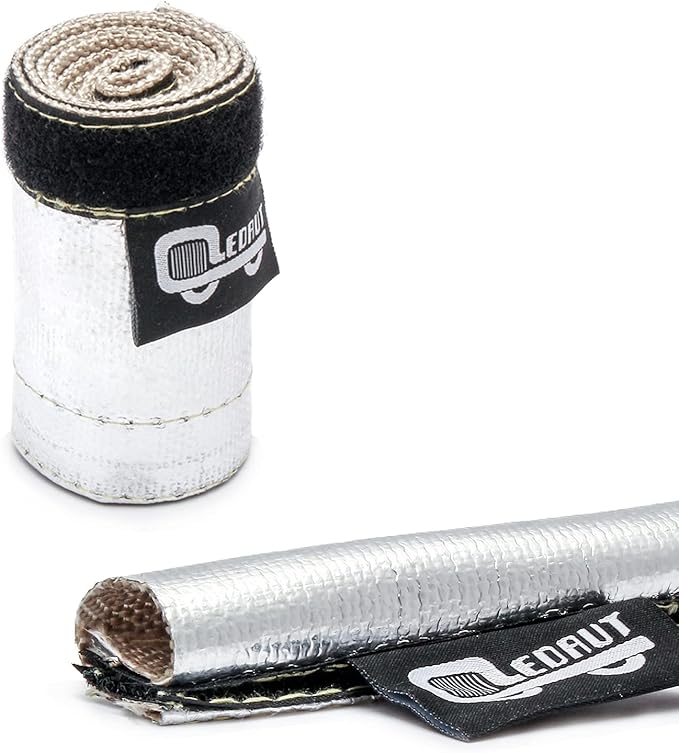 Heat Shroud Aluminized Sleeving Heat Shield fuel line wire heat sleeve 3/4" I.D. x 3FT with 10 Pcs 7.8Inch Stainless Steel Cable Metal Zip Ties