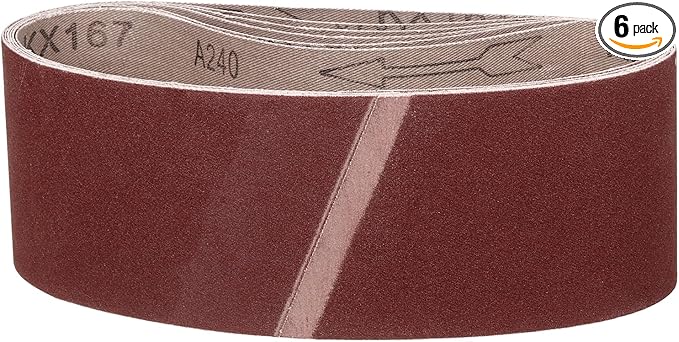 3 x 21 Inch Sanding Belt, 6 Pcs 240 Grit Knife Sharpener Belts Work Sharpening for Belt Sander Knife Carving Tool Metal Working