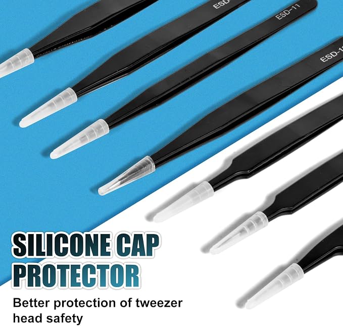10Pcs Precision Tweezers Set, Upgraded Anti-Static Stainless Steel Tweezers - Image 4