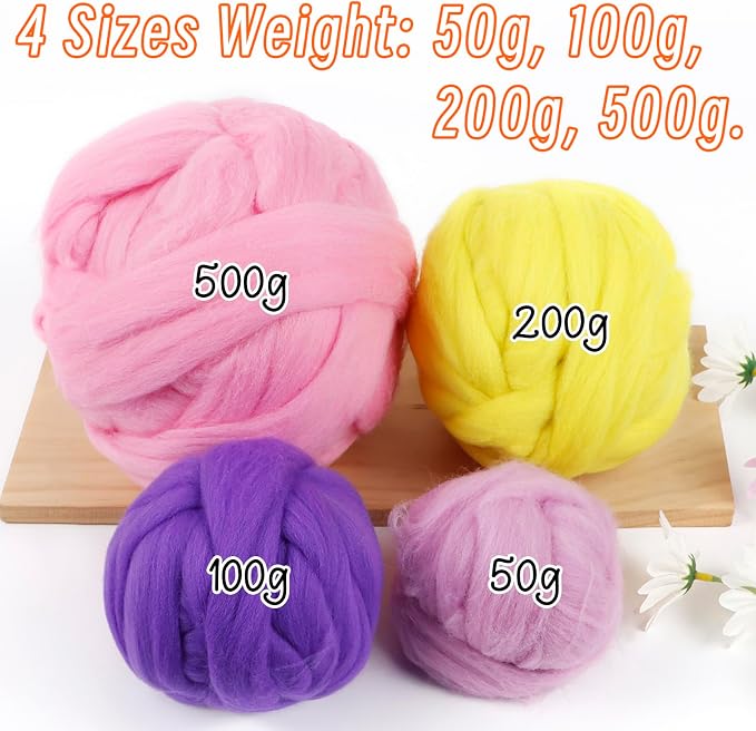 JeogYong Needle Felting Wool, 1.76oz Wool Roving Chunky Wool Yarn, Grass Green - Image 3