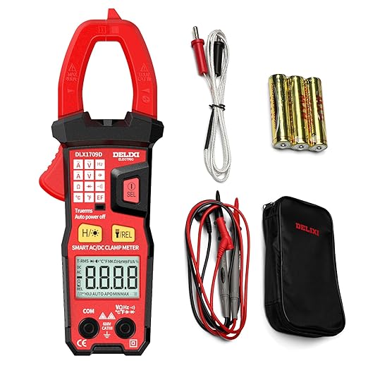 Digital Clamp Meter Tester with 600A AC/DC Current and 600V AC/DC Voltage, 6000 Count Voltage Tester Auto-ranging with NCV, Resistance, Temperature, Capacitance and Frequency
