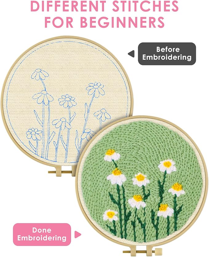 TINDTOP Punch Needle Kit, Daisy Punch Embroidery Kits - Image 3