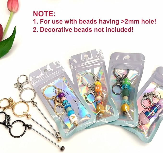 42/84/126 Pcs Beadable Keychain Bars Bulk Blank DIY Beaded Keychain Making - Image 7