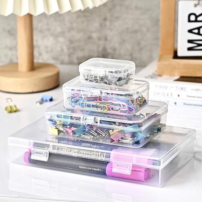 24 Pack Mixed Sizes Rectangular Mini Plastic Containers Clear Plastic Storage - Image 6