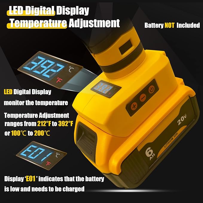 MONVICT Cordless Glue Gun for Dewalt 20V Battery, Upgraded 100W Digital - Image 2