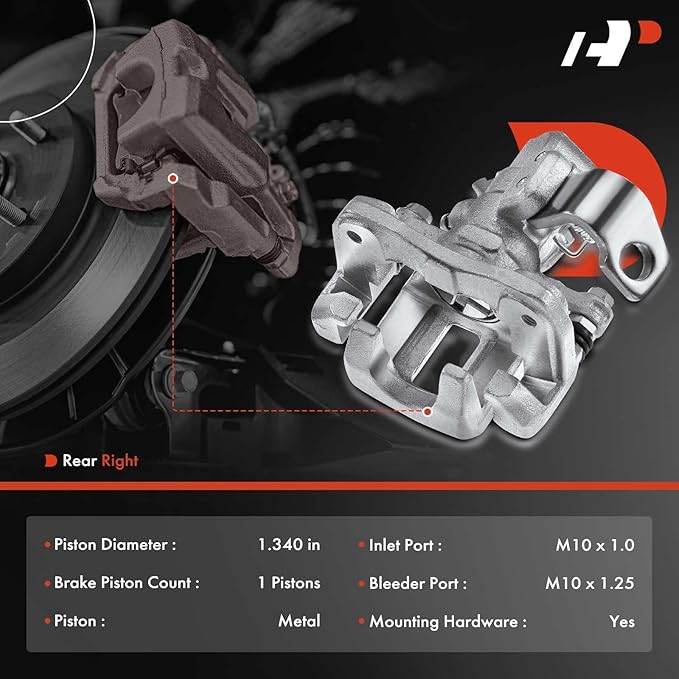A-Premium Disc Brake Caliper Assembly with Bracket Compatible with Select Honda and Acura Models - Civic 2006-2015, ILX 2013-2018, CSX 2006-2011 - Rear Right Passenger Side