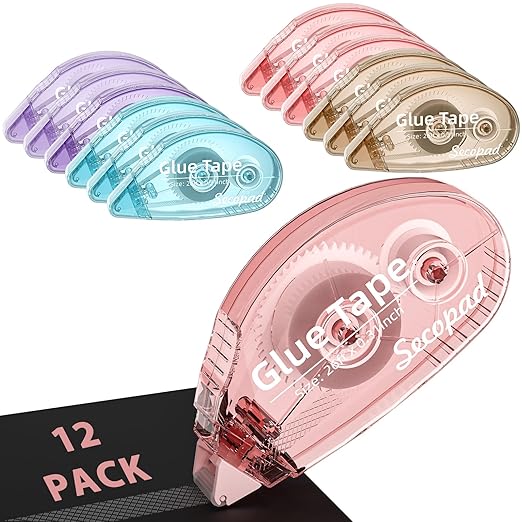 Secopad 12 Pack Scrapbook Tape, Double Sided Tape Roller by Secopad