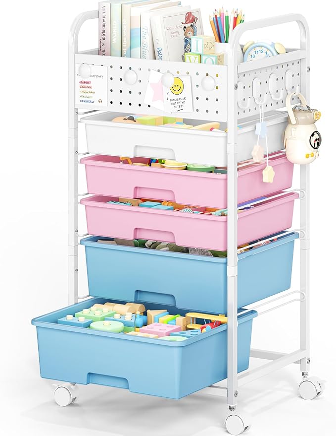 5 Drawer Rolling Storage Cart by SYKIARIOL