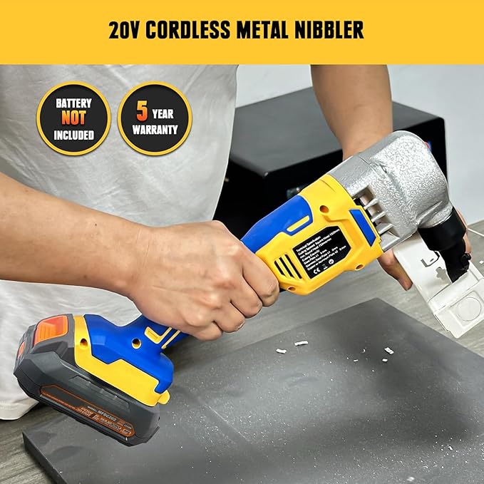Cordless Nibbler Compatible with Dewalt 20V Max Battery, 18 Gauge Sheet Metal Cutter with 1200RPM Brushless Motor | Replaced Blades for Cutting Aluminium, Stainless Steel, Plastic (Tool Bare)