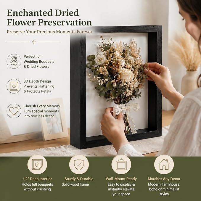 4 Pack 8x10Shadow Box Frame Set, Deep Wood Display Case - Image 5