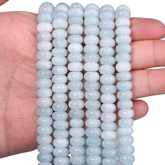 Songxi 5x8mm Natural Aquamarine Stone Rondelle Beads, Gemstone by SongXi