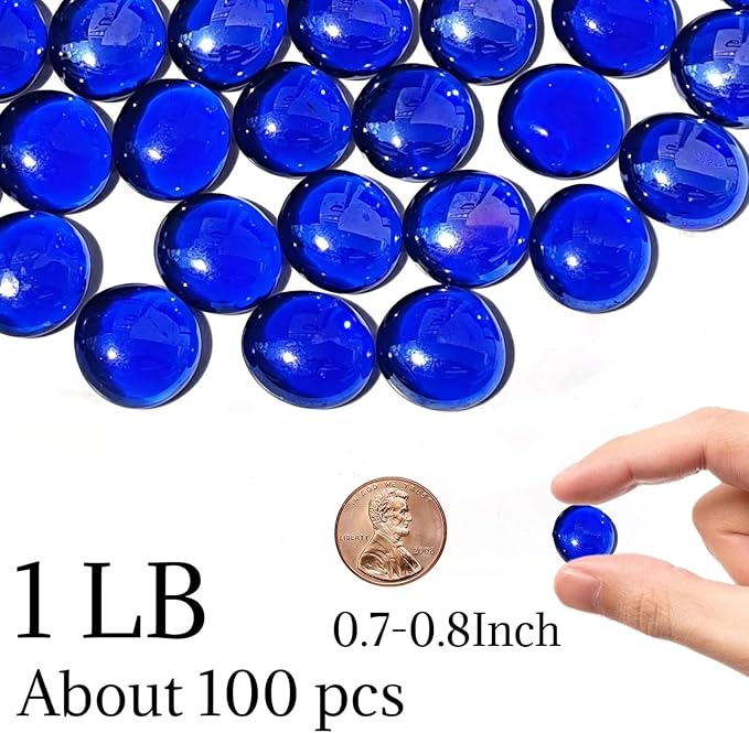 10lb Dark Blue Glass Marbles for Vase, Decorative Pebbles for Vase Fillers - Image 2