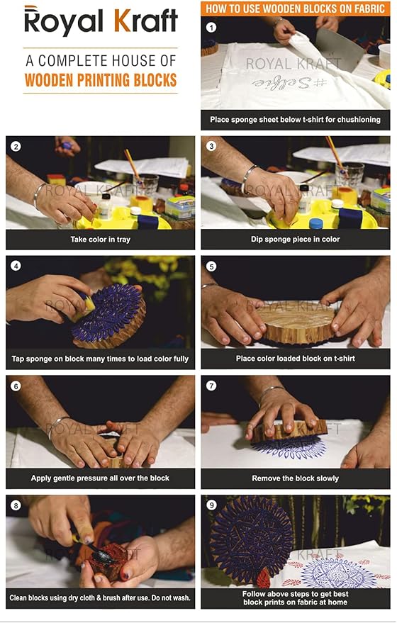 Royal Kraft Wooden Stamps DIY Fabric, Henna Printing Blocks THDtag071 - Image 7