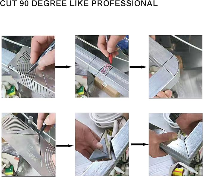 2 Pack Metal Marking Tool, Angle & Arc Marking Tool, Square Steel Pipe Bend Marking Tool, Square Arc Ruler, Architect Ruler Angle Measuring Tool