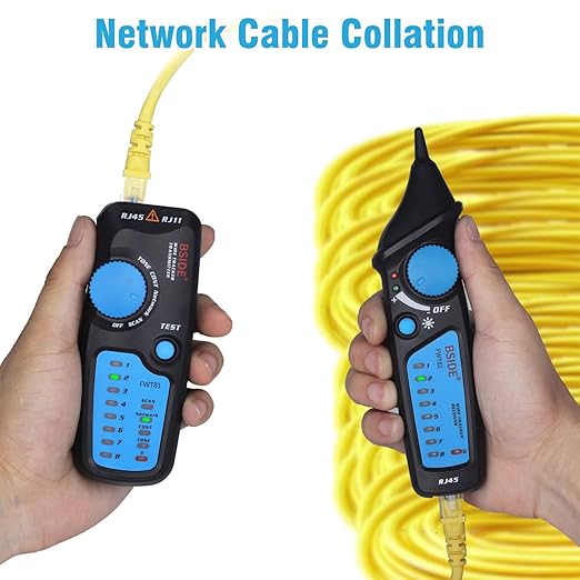 BSIDE Wire Tracker RJ45 RJ11 Network Cable Tester, Dual knob with Anti-Interference, Telephone Line Tracer Internet LAN Wire Finder Toner Network Cable Collation Continuity Checker with Carrying Case