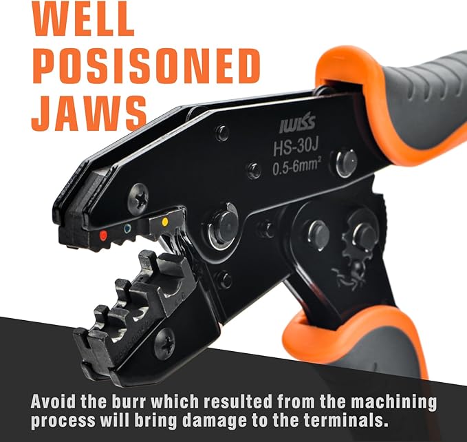 iCrimp Ratchet Wire Crimping Tool Set w/ 5 Interchangeable Jaws for Insulated and Non-Insulated Terminals AWG20-2, Wire Stripper included