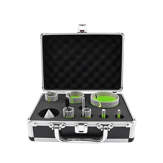 Diamond Core Drill Bits Set - Tile Hole Saw Kit 6/8/20/25/35/50/75MM with 2" Diamond Beveling Chamfer Bits for Porcelain Ceramic Tile Granite Marble(10PCS)