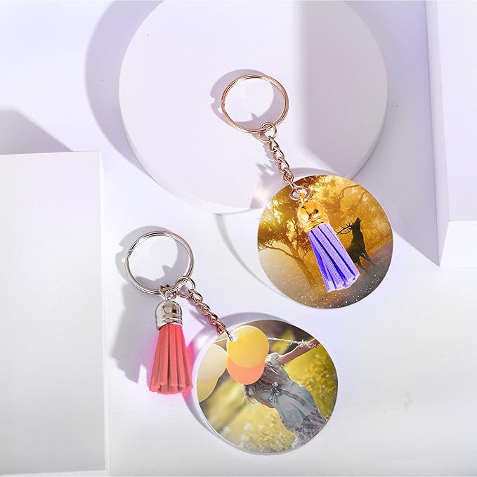 120 pcs Acrylic Keychain Blank Silver Kit | Silver Tassels, Rings & Jump Rings - Image 5