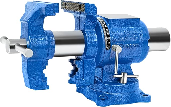 6-Inch Heavy Duty Bench Vise Ductile Iron Bench Vise 360° Multi-Purpose Bench Vice with Anvil, Clamp force 8800lbs, Blue