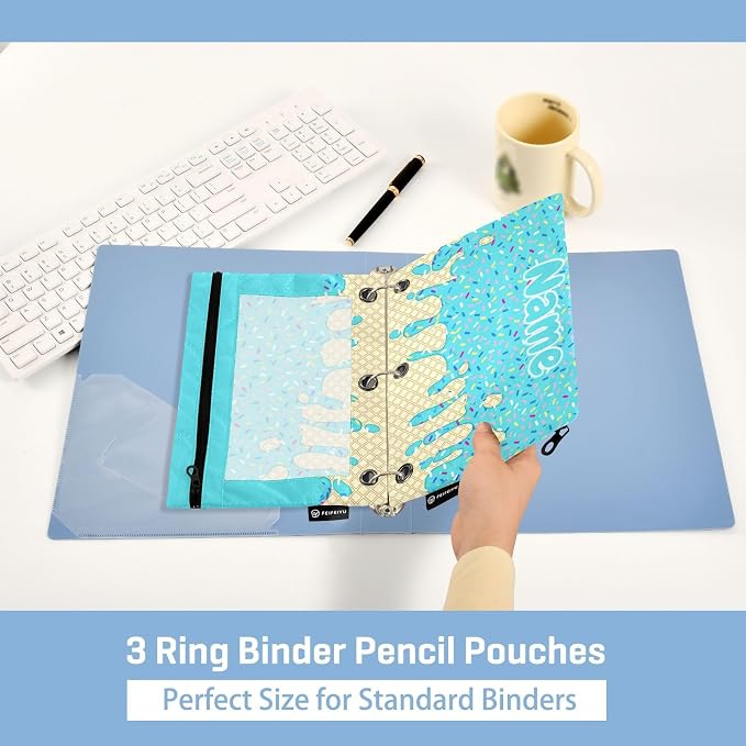 Custom Teal Blue Ice Cream Print Pencil Pouch - Image 4