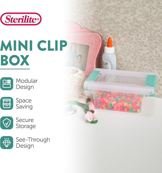 Sterilite 12-Pack Clip Box, Stackable Clear Plastic Bins - Image 2