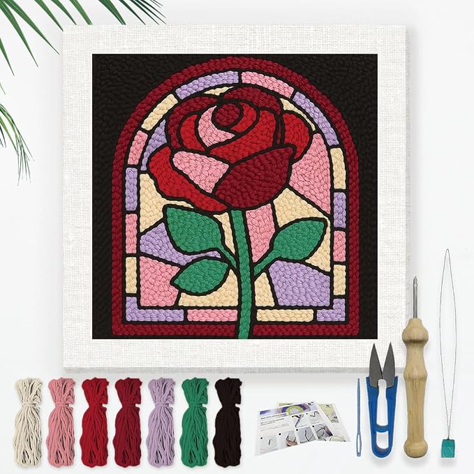 DOODLREAM Rose Window DIY Punch Needle Embroidery Kit by Doodlream