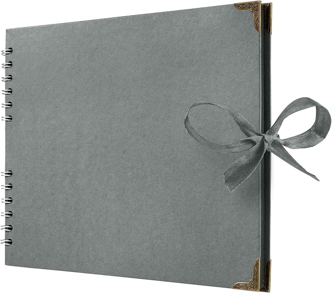 Bstorify Square Scrapbook Photo Albums 50 Pages Grey Thick Paper, Ribbon Closure by Bstorify