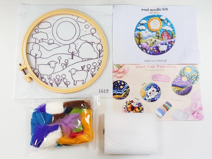 CaptainCrafts Needle Felting Kit, Wool Felt Supplies, Embroidery Hoops - Image 3